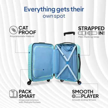 American Tourister Ivy Nxt 55CM Small 4 Spinner Wheels Hard Luggage Polycarbonate Cabin Trolley Bags for Travel with Mounted TSA Lock for Unisex - Pale Turq,Turquoise 