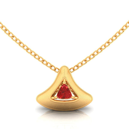 P.C. Chandra Jewellers Womens P.C Chandra Jewellers 14Kt (585) Yellow Gold In The Shape Of A Cone With A Red Stone In The Centre Pendant (Without Chain) For Women And Girls - 0.6 Grams 