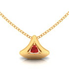 P.C. Chandra Jewellers Womens P.C Chandra Jewellers 14Kt (585) Yellow Gold In The Shape Of A Cone With A Red Stone In The Centre Pendant (Without Chain) For Women And Girls - 0.6 Grams 