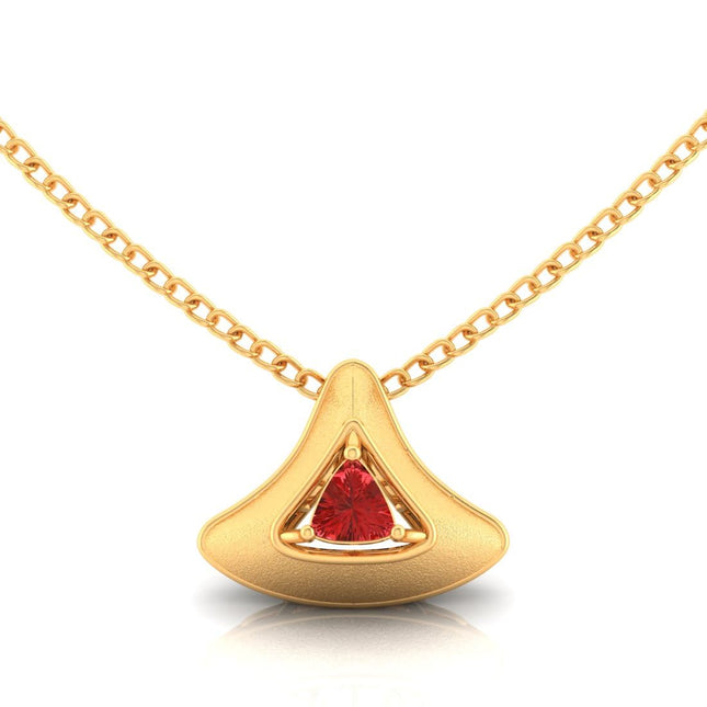 P.C. Chandra Jewellers Womens P.C Chandra Jewellers 14Kt (585) Yellow Gold In The Shape Of A Cone With A Red Stone In The Centre Pendant (Without Chain) For Women And Girls - 0.6 Grams 