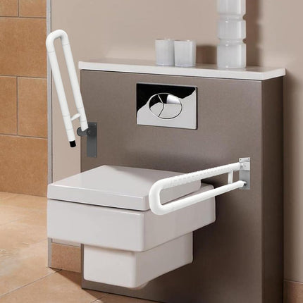 AGEasy (Max Group) Stainless Steel Flip-Up Grab Bar with Anti-Slip Nylon Grip -17 inches, Ideal for Shower, Toilet & Bedside | Space Saving Design - Safety Bar for Elderly, Handicap & Pregnancy 