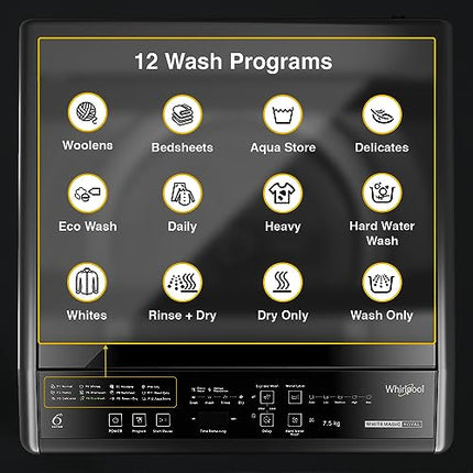 Whirlpool 7.5 Kg 5 Star Royal Fully-Automatic Top Load Washing Machine (WHITEMAGIC ROYAL 7.5 GENX, Grey, Hard Water Wash, ZPF Technology) 
