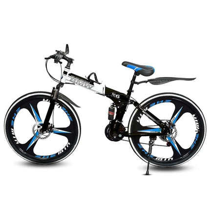 QUESEC BMV Foldable Bike 21-Speed Gears for Urban Commuters - Cycle for Adults, Gear Cycle for Boys Dual Disc Brakes Hydraulic Suspension Strong Carbon Steel Frame Bicycle for Men Adult and Teens 