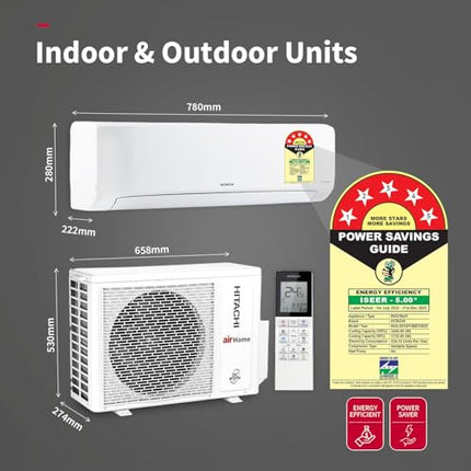 Hitachi 1 Ton Class 5 Star, 4-Way Swing, ice Clean, Xpandable+, Inverter Split AC (100% Copper, Dust Filter - 5400STXL RAS.G512PCBIBT, White) 
