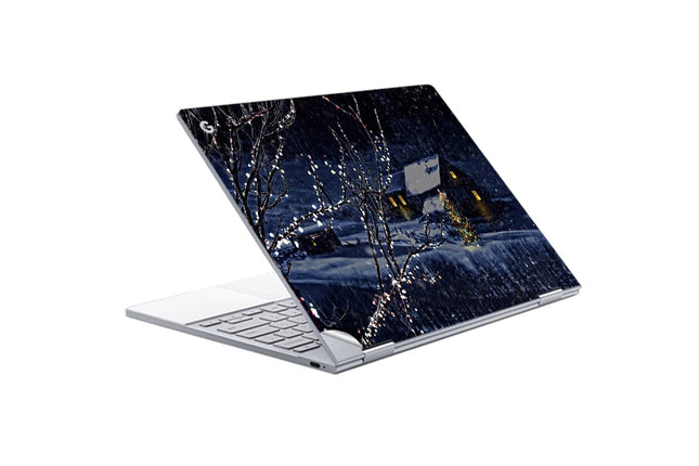GADGETS WRAP Printed Vinyl Top Only Skin Sticker Decal for Google PixelBook - Dark Winter Cabin