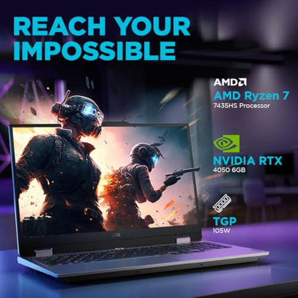 Lenovo LOQ 2024 AMD Ryzen 7 7435HS | NVIDIA RTX 4050 6GB (24GB RAM/512GB SSD/15.6" (39.6cm)/Windows 11/Office Home 2024/100% sRGB/3 Mon. Game Pass/Grey/2.4Kg), 83JC00EGIN Gaming Laptop 