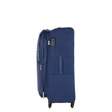 Kamiliant by American Tourister KAM KOJO 79 cms Large Check-in Polyester Soft Sided 4 Wheels 360 Degree Rotation Luggage/Suitcase/Trolley Bag (Blue), Trolley Bags for Travel 