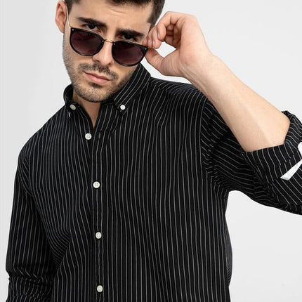 SNITCH Cotton Lining Regular Fit Shirt for Men (Black, S) 