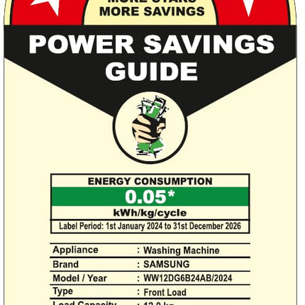 Samsung 12 kg, 5 Star, AI Control, Super Speed, Wi-Fi, Hygiene Steam with Inbuilt Heater, Digital Inverter, Fully-Automatic Front Load Washing Machine (WW12DG6B24ABTL, Black) 