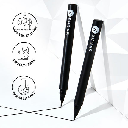 SUGAR Cosmetics Wingman Waterproof Matte Finish Microliner | Liquid Eyeliner | Flexi-Tip Applicator | Pen Eyeliner | Lasts Upto 12 Hrs | Smudgeproof & Transferproof | 1.6ml - 01 I'Ll Be Black 