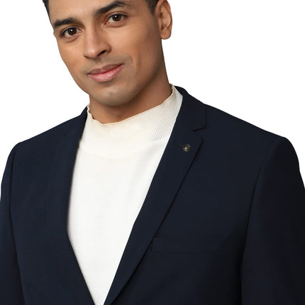 Allen Solly Solid Polyester Slim Fit Men's Casual Blazer (Navy, Size_38) 