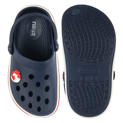 Neoz Casual Slingback Clogs for Kids with Soft Sole | Slip-On Breathable, Lightweight | Comfortable & Durable | Stylish Indoor & Outdoor Sandals Clogs for Kids, K-BEACH-NAVY-RED_5 