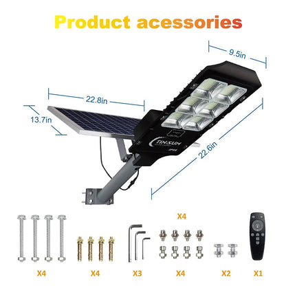 600W Solar Flood Street Lights Outdoor,Solar Security Lights 30000 Lumens Dusk to Dawn Solar Powered Led Lighting IP66 Waterproof Pole Light with Motion Sensor for Parking Lot,Stadium,Garden,Yard 