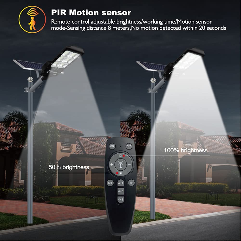600W Solar Flood Street Lights Outdoor,Solar Security Lights 30000 Lumens Dusk to Dawn Solar Powered Led Lighting IP66 Waterproof Pole Light with Motion Sensor for Parking Lot,Stadium,Garden,Yard 