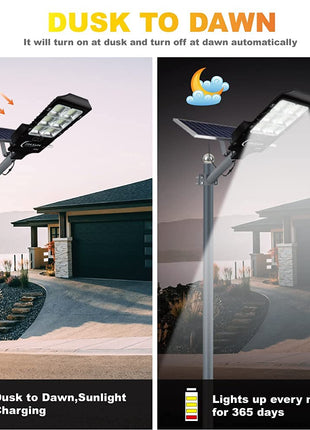600W Solar Flood Street Lights Outdoor,Solar Security Lights 30000 Lumens Dusk to Dawn Solar Powered Led Lighting IP66 Waterproof Pole Light with Motion Sensor for Parking Lot,Stadium,Garden,Yard 