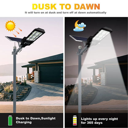 600W Solar Flood Street Lights Outdoor,Solar Security Lights 30000 Lumens Dusk to Dawn Solar Powered Led Lighting IP66 Waterproof Pole Light with Motion Sensor for Parking Lot,Stadium,Garden,Yard 