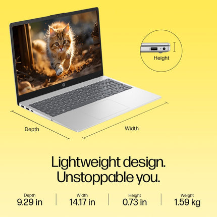 HP 15, AMD Ryzen 3 7320U, 8GB LPDDR5, 512GB SSD, Anti-Glare, Micro-Edge, 15.6-inch (39.6 cm), FHD, AMD Radeon Graphics, 1080p HD Camera, (Win 11, Silver, 1.59 kg), fc0154AU 