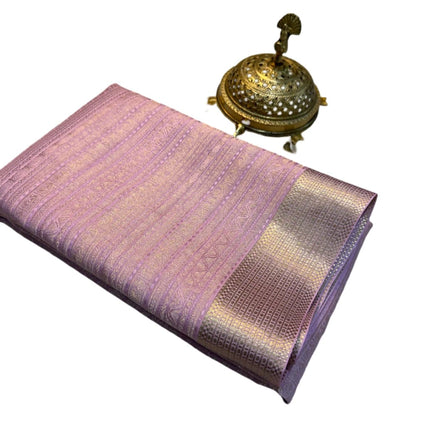 Women Pure Brocade Mysore Silk Sarees,Zari Weaving,Rich Pallu,Jacquard Blouse,Baby Pink Saree 