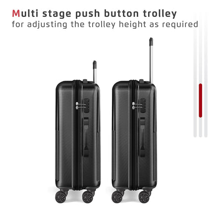 Safari Astra 8 Wheels 66 Cms Medium Check-In Trolley Bag Hard Case Polycarbonate 360 Degree Wheeling System Luggage, Trolley Bags For Travel, Speed_Wheel Suitcase For Travel, Black 