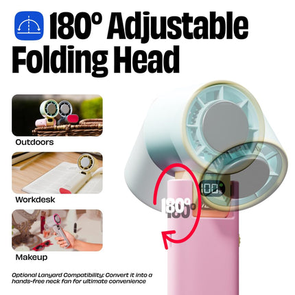 NUUK BFF Hand Fan, 13000 RPM Personal Fan with IceTouch™ Cooling | 3600mAh USB Rechargeable Battery [Up to 10H] | Quiet Foldable Fan for Travel, Commute, Office, Makeup & Outdoor | 100-Speed Dial 