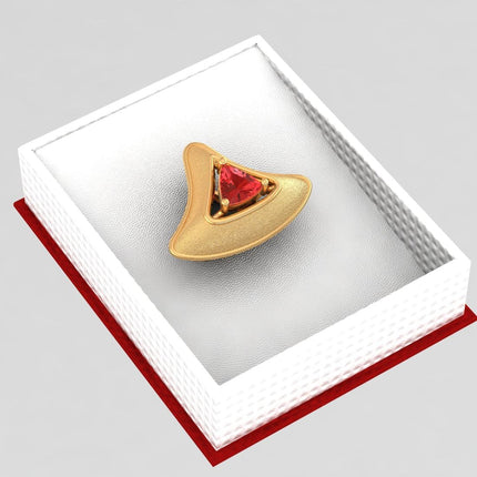 P.C. Chandra Jewellers Womens P.C Chandra Jewellers 14Kt (585) Yellow Gold In The Shape Of A Cone With A Red Stone In The Centre Pendant (Without Chain) For Women And Girls - 0.6 Grams 