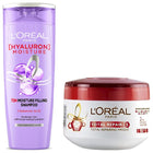 L'Oreal Paris Hair Mask, For Damaged and Weak Hair, With Pro-Keratin + Ceramide, Total Repair 5, 200ml & L'Oreal Paris Moisture Filling Shampoo, With Hyaluronic Acid, For Dry & Dehydrated Hair, 340ml 