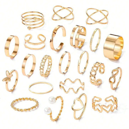 YouBella Fashion Jewellery Celebrity Inspired Combo of Latest Stylish Stackable Kunckle Rings Set for Women and Girls (Gold) 
