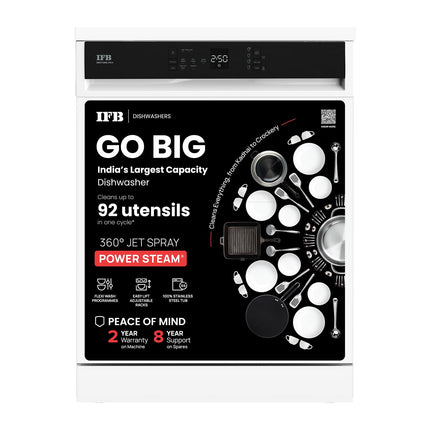 IFB 14 Place Settings 70 degree Hot wash Dishwasher (Neptune FX14, White, 360 Degree Spray Arm, Washes from Kadhai to Crockery) 