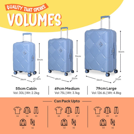 American Tourister Instavibe 79 CM Trolley Bag for Travel Large Polypropelene Suitcase with Mounted TSA Lock, Double Wheels, Flexi Packing Straps, and Side Hooks for Men & Women - Sky Blue 