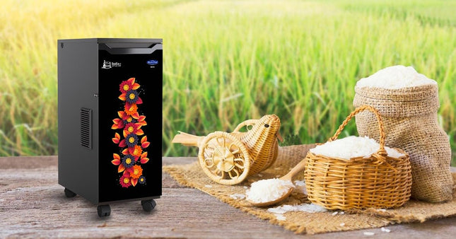 Lucky Mycrofine Eco Orange Flower Atta Chakki, Flour Mill 7 to 8KG Container Capacity Fully Automatic Domestic Ghar Ghanti for Grinding Masala and Grains, with Standard Accessories (0.75 Units/Hr) 
