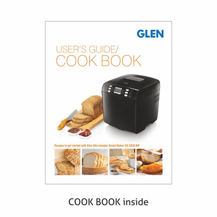 Glen Plastic Bread Maker & Atta Kneader Machine, Fully Automatic, 700-900Gm, With Time Delay Start & 12 Pre-Set Functions, Non-Stick Baking Pan, 3 Crust Setting, Electronic Controls, 550W-Black(3039) 