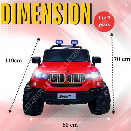 LETZRIDE Kids Speed-888 Battery car for Kids | Battery Operated Jeep 1 to 7 Year Kids | Electric Jeep for Kids | Ride on-Dual Control Mode, Swing Function, Led Lights, with Seat Belts | (Red) 