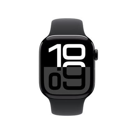 Apple Watch Series 10 [GPS 42 mm] Smartwatch with Jet Black Aluminium Case with Black Sport Band - S/M. Fitness Tracker, ECG App, Always-On Retina Display, Water Resistant 