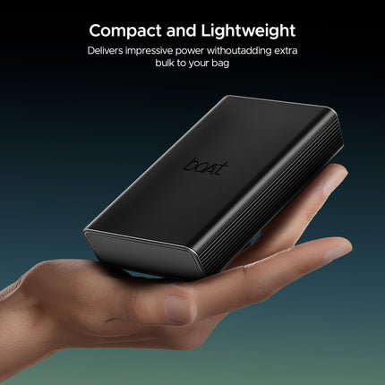 boAt Energyshroom PB400 Pro 20000mAh | Pocket Size, Compact Power Bank w/Type-C Input (2-Way Port), 3X Output Ports, Compatible with Tablets, Smartphones, Earbuds, Smartwatch(Carbon Black) 