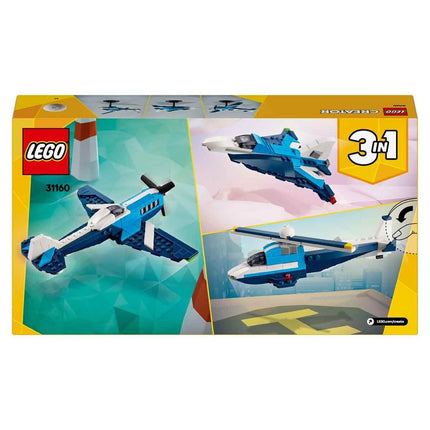 LEGO Creator 3in1 Aircraft: Race Plane Toy Vehicle Playset 31160 Building Blocks Toys for 7+ Gift for Boys and Girls 