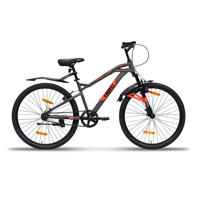 Hero Spinner 26T Single Speed Cycle | MTB | Grey | Front Suspension | Unisex | Single Speed | 95% Assembled Cycle(Ready to Ride in 5 Min) 