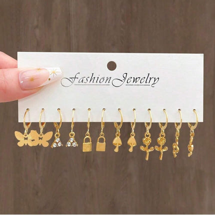 Shining Diva Fashion 12 Pairs Combo Set Latest Stylish Drop Earrings for Women and Girls (15859er)