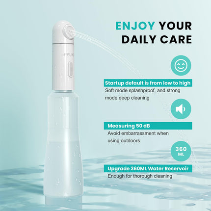 FFUNX Portable Bidet for Travel, Mini Foldable Handheld Personal Travel Bidet with 2 Pressure Options, IPX7 Waterproof Jet Spray Toilet 