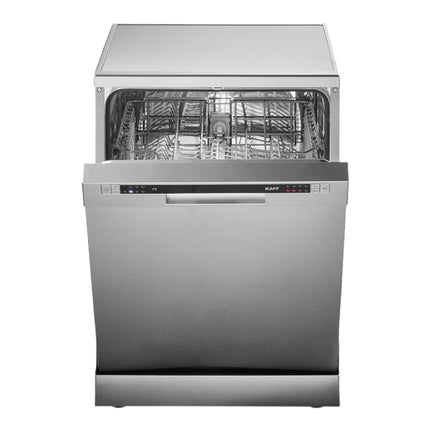 KAFF DW VETRA DX 60 | Three stage filtration, High Energy Efficiency, Quite Operation, Special Glass Wash Program | 12 standard place settings, Free Standing Dishwasher (Silver) 