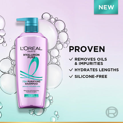 L’Oréal Paris Hyaluron Pure 72H purifying shampoo for fresh scalp & hydrated hair 800 ml plus Conditioner for smooth tangle-free hair; Regime 175 ml 
