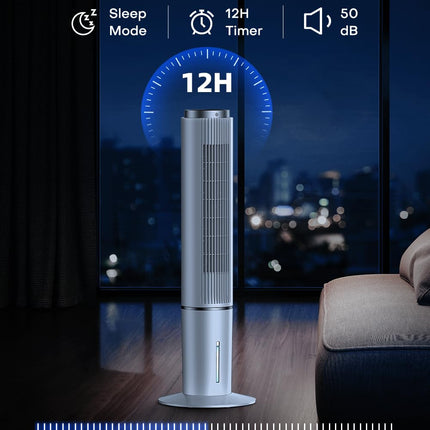 HIFRESH Air Cooler for Home, 107CM Tower Cooler w/Remote & LED Touch Screen, 4 Mode & 3 Speed, 12H Timer, 26 Feet Air Delivery, 4L Water Tank, 4 Ice Packs, 70° Swing Control, 80W Low Power Consumption 