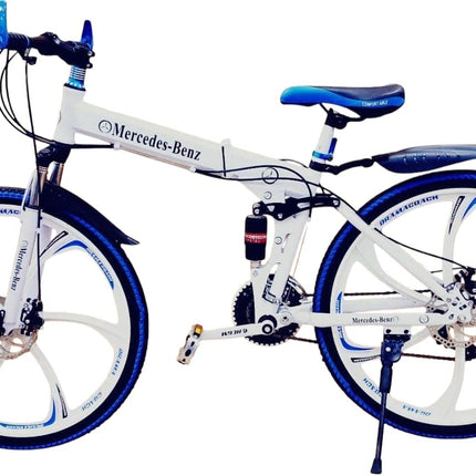 Amaze Kai Dual Suspension Bikes Latest Bmv Foldable Gear Cycle for Men with 21 Speed Gear 6 Spoke | Folding Mountain Bike with Double Disc Break & Mac Wheel, 26 Inch, (White) 