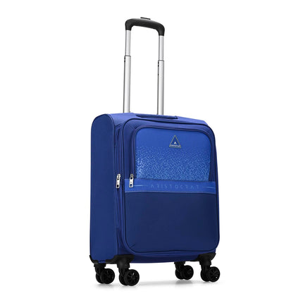Aristocrat Drift Cabin Expander Trolley Bag 55cm | Small | Soft Luggage | Smooth 8-Wheel Suitcase | Secure Combination Lock with Sturdy Zipper | Robust Construction | 5-Year Warranty (Blue) 