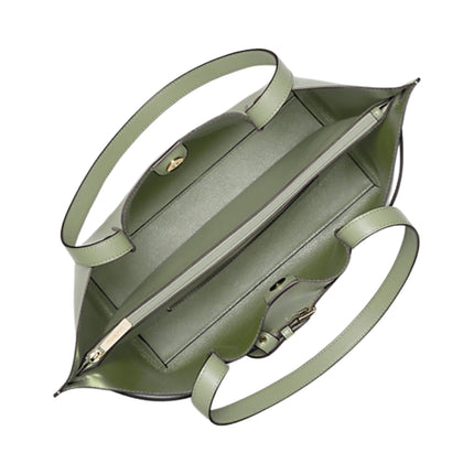 Michael Kors Emilia Large Triple Compartment Shoulder Bag Leather Tote Light Sage, Light Sage, Large 