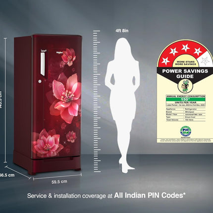 Whirlpool 192 L 4 Star Direct-Cool Single Door Refrigerator with Base Drawer (215 IMPC ROY 4S Wine Mulia-Z) 