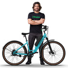 EMotorad ST-X Unisex City Electric Cycle with 7.65Ah Li-Ion Removable Battery | High-T Step-Through Steel Frame | Cluster C2 Display | 5 Levels of Pedal Assist | 250W Rear Hub Motor (Teal Blue) 