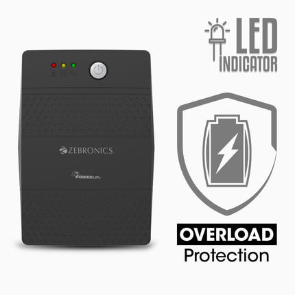 ZEBRONICS U735 600VA/360W Microcontroller Based UPS for Office Computers | Home PC with Auto Restart, Generator Compatible, Boost & Buck AVR, Built-in Protection, (Not for Routers) 