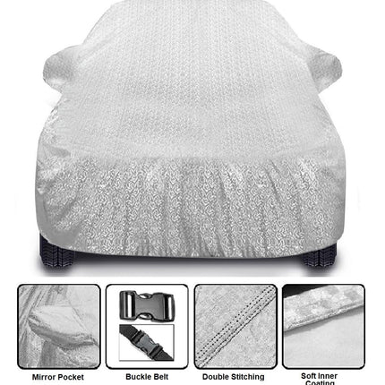 Auto Hub 100% Water Resistant Car Cover Compatible with Honda City I-VTEC (Model : 2014-2019)-(Fabric: Polyester-Cotton Coating, Color:-Matelic Silver) 