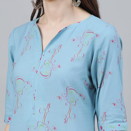 Libas Women's Cotton Kurta Sets (6909_Blue 
