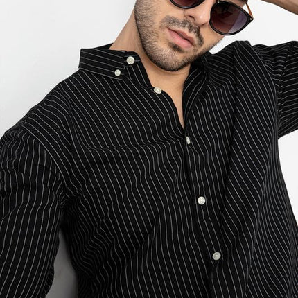 SNITCH Cotton Lining Regular Fit Shirt for Men (Black, XXL) 